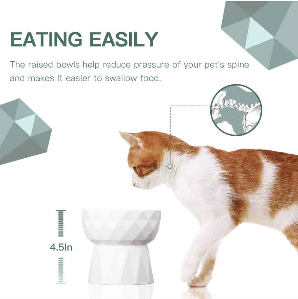 Ceramic Raised Diamond Shaped Cat Bowl - Picture 3 of 5